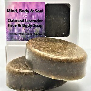 Set of 3 Lavender Oatmeal Face Body Bar Soap 3 oz